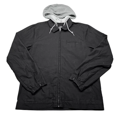 Volcom Jacket Mens XL Black Gray Hooded Zip Up Streetwear Lightweight Coat - Image 1 of 4