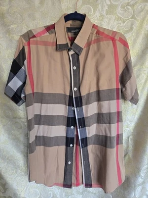 COASTAL Men's Tan Plaid Short Sleeve Button-Down Shirt Sz-Large - Image 1 of 4