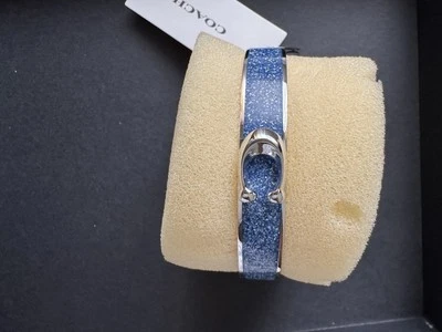 Coach Silver-tone Signature C Buckle Hinged Bangle Bracelet  - Image 1 of 4