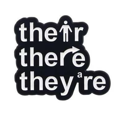 Their There They’re Style 1pc Pin Rubber Backer Enamel Funny Pin FREE SHIPPING - Image 1 of 3