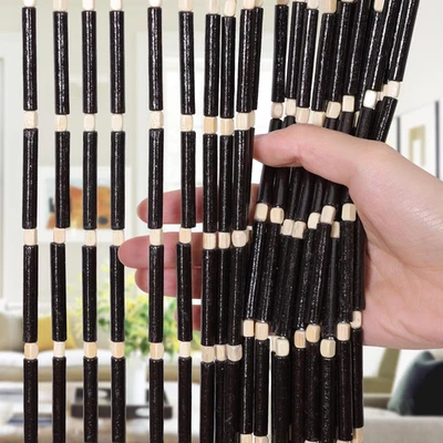 Cortinas de cuentas de bambú hechas a mano para puertas, 65 hilos 35,5 X 78,7 pulgadas natural con Foto 1 de 4