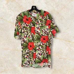 Camisa Duvin Design Co Para Hombres Pequeña Playa Campamento Hawaiano Floral Estampado Leopardo Preppy - Imagen 1 de 4