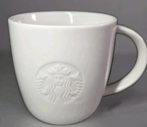Taza de café grande Starbucks 2010 sirena blanca logotipo de sirena en relieve G en mango - Imagen 1 de 9