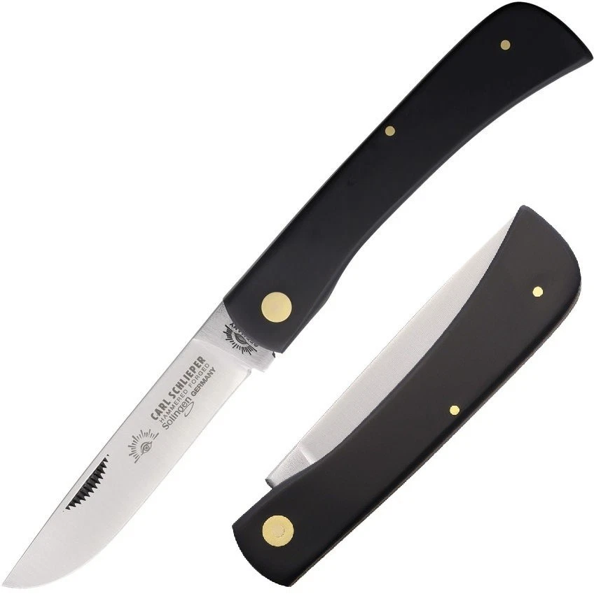 German Eye Clodbuster Folding Knife Stainless Steel Blade Black Synthetic Handle - Image 1 of 4