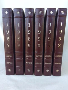Encyclopedia Britannica Book of the Year Annual World Data 1987-1992 Leather - Picture 1 of 4