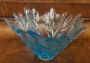 Glacial Ice Light Blue Coral Edged Glass Bowl - Picture 1 of 4