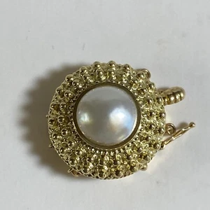 VINTAGE NOS 14KT YG Mabe Pearl Clasp 3 Strands Bracelet Necklace GVP2 PEARL - Bild 1 von 3