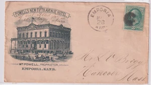 Emporia Kans 1882 Illust Advt Powells New Fifth Avenue Hotel cover (c107) - Picture 1 of 1