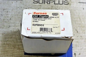 FURNAS 52PB9D3 OIL TIGHT PUSHBUTTON GREEN MUSHROOM HEAD 1-5/8 HEAD SER F - Picture 1 of 9