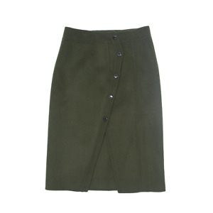 SANDRO Button Up Midi Pencil Skirt Green Wool Womens M