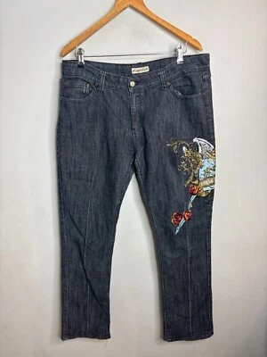 Pantalones de mezclilla vintage Y2K Loyal Ink holgados bordados para mujer talla 34 azul 5927 Foto 1 de 4