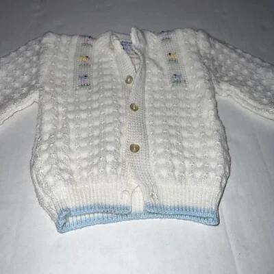 Suéter blanco vintage Friedknit Creations 6-9 meses 100 % acrílico para bebés niños con patos Foto 1 de 4