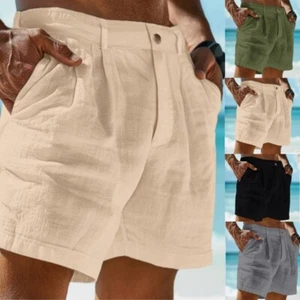 Mens Stretch Chino Shorts Knee Length Casual Summer Cotton Slim Fit Zip Fly - Picture 1 of 11
