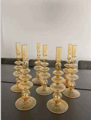 Anthropologie Glass Candlesticks