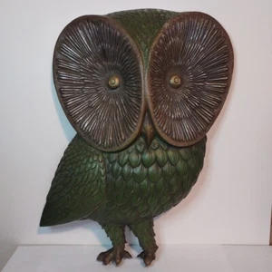 Arte da parete vintage gufo burwood USA metà secolo 4533 17,5" altezza MCM DIFETTOSA - Foto 1 di 20
