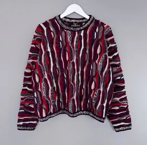 Stunning Vintage COOGI SOUL OF AUSTRALIA 3D Knit Abstract Wool Cropped Sweater M - Picture 1 of 21