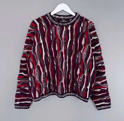 Stunning Vintage COOGI SOUL OF AUSTRALIA 3D Knit Abstract Wool Cropped Sweater M - Image 1 of 4