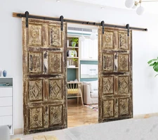 Barn Doors, Carved Sliding Door, Whitewash, Custom Door, Bedroom, Closet, 80x32