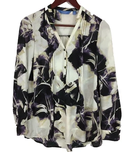 Simply Vera Damen Größe Small Tunika Top Bluse Shirt Lila Creme Pullover LS - Bild 1 von 12