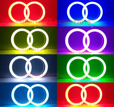 Bluetooth 2pcs 80mm 3.15inch RGB LED halo ring motorbike car angel eye DRL lamp - Image 1 of 4