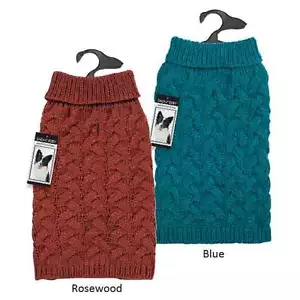 Chunky Cable Knit Dog Turtleneck Sweater Pet Zack & Zoey Elements Apparel - Picture 1 of 11