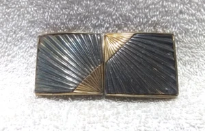 Mimi Di N 1985 2 Piece Interlocking Buckle Gold Brown Triangle Pattern Vintage - Picture 1 of 9