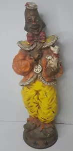 Statua universale corpo statuare 24" clown con barboncino #350 statua in gesso VINTAGE 1966 - Foto 1 di 14