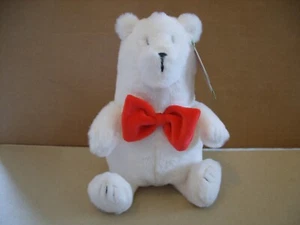 Oso de peluche Giggle Scape peluche 9"" blanco rojo pajarita NUEVO con etiquetas - Imagen 1 de 5