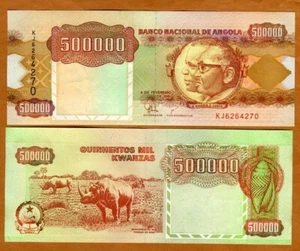 Angola, 500,000 (500000) Kwanzas, 1991, P-134, aUNC Rhino - Picture 1 of 1