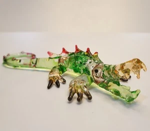 Hand Blown Glass Green Crocodile Figurine Mini Art Animal Alligator Collectible - Picture 1 of 12