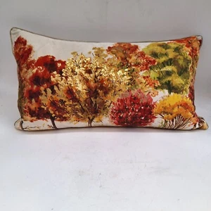 Velvet down filled throw pillow rectangle abstract fall forest trees 20" x 12" x - Picture 1 of 5