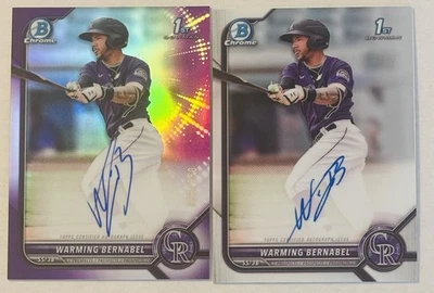 2022 Bowman WARMING BERNABEL Chrome 1st AUTO PURPLE Refractor /250 + Chrome Auto - Image 1 of 3