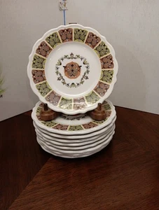 Vintage Syracuse China Restaurant Ware Coral N' Jade 6.5" Bread Plates -Set of 9 - Picture 1 of 6