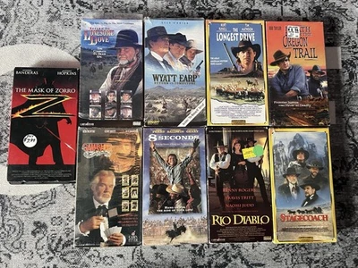 Western - Mixed 9 Movie VHS Lot  - Wyatt Earp, The gambler, 8 Seconds & More++ - Image 1 of 4