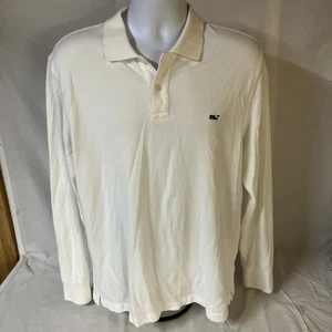 Vineyard Vines Mens Polo Shirt White Long Sleeve Large Whale Logo Free Shipping! - Picture 1 of 11