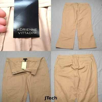 Pantalones Adrienne Vittadini para mujer 12 rugby tostado recortados algodón elástico 35x25 NUEVO Foto 1 de 4