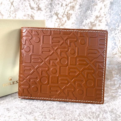 Cartera Rolex Jubilee Marrón Doble Pliegue Cuero Repujado Regalo VIP con Estuche Foto 1 de 4