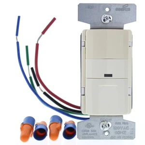 Cooper Almond Vacancy Sensor Switch 450 Sqft Range 1-Pole 3-Way 600W VS306U-A-K - Picture 1 of 7