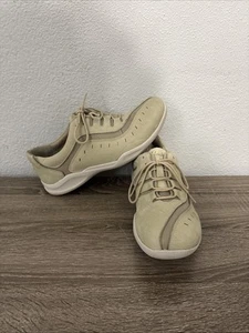 Clarks Wave Beige Tan Nubuck Leather Oxford Walking Shoes Women's US Size 8M - Picture 1 of 8