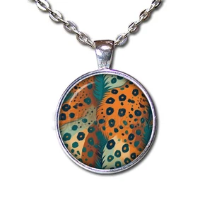 Hermoso Diseño Estampado Animal Guepardo - Collar Colgante de Vidrio Redondo Hecho a Mano - Imagen 1 de 10