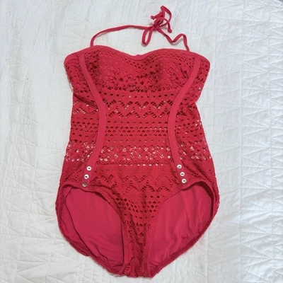 Traje de baño Robin Piccone Penélope rojo ganchillo de una pieza talla 8 Foto 1 de 4