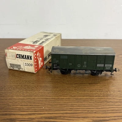 Fleischmann HO Gauge #5309 Covered Goods Green And Silver Wagon Car - Image 1 of 4