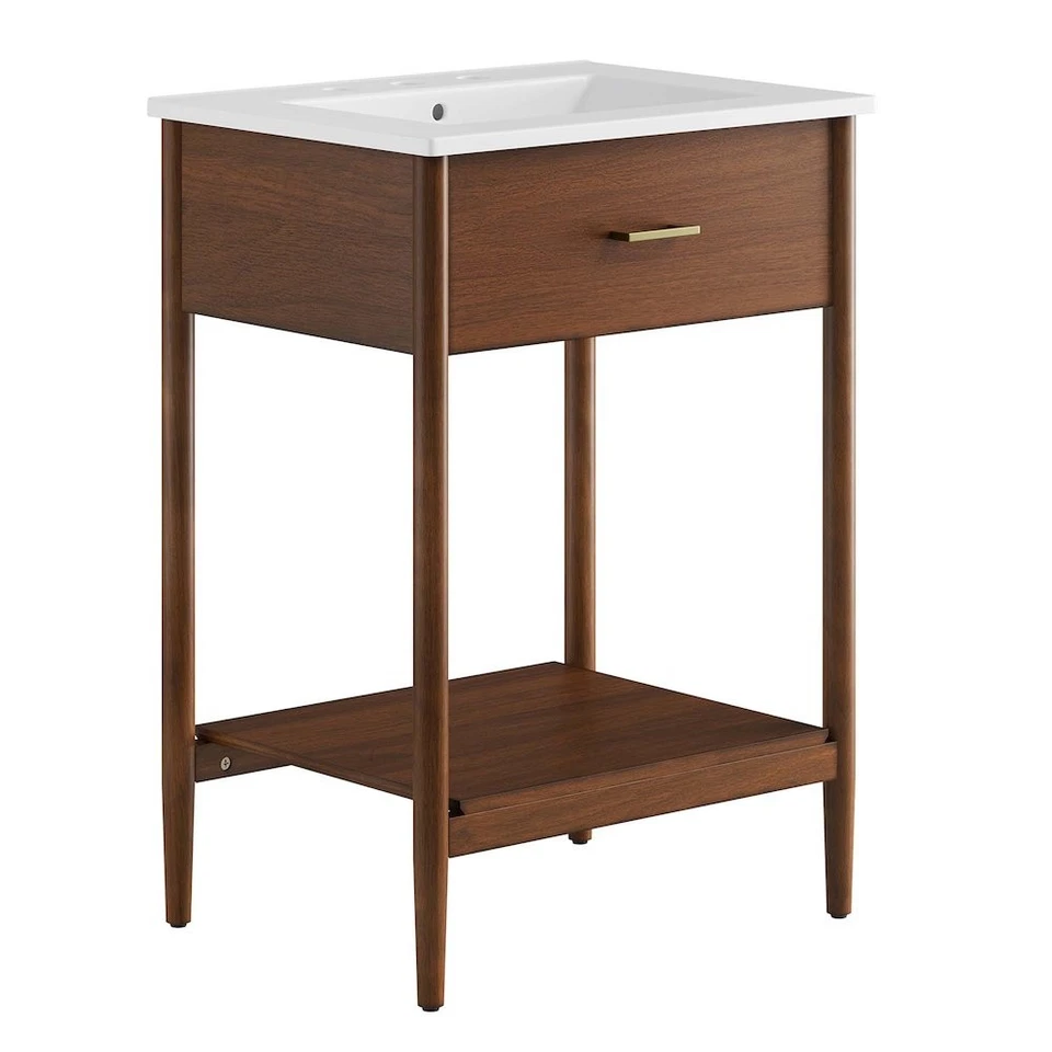Modway EEI-6660-WAL-WHI Zaire 24" Bathroom Vanity Walnut White