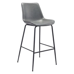 31 " Gray And Black Steel Low Back Bar Height Bar Chair - Picture 1 of 12