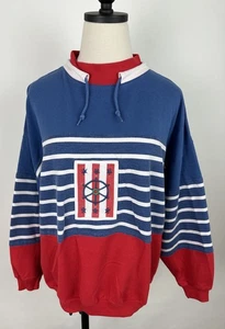 Sudadera Náutica Vintage Mujer Grande Bretón Rayas Costera Abuela Años 80 90 - Imagen 1 de 12