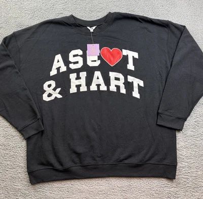 Ascot & Hart Women's Plus Size 1X Graphic Pullover Sweatshirt Black - Image 1 of 4