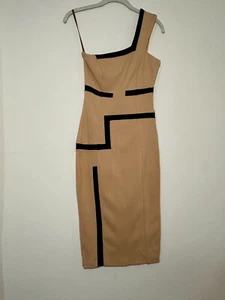 ASOS One Shoulder Bodycon Nude Hellbraun Kleid mit Schlitz Gr. 6 - Bild 1 von 10