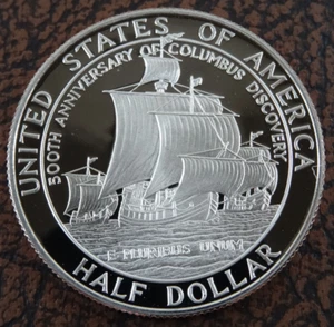 1992-S Columbus Proof Half Dollar Commemorative US Mint Coin - Picture 1 of 4