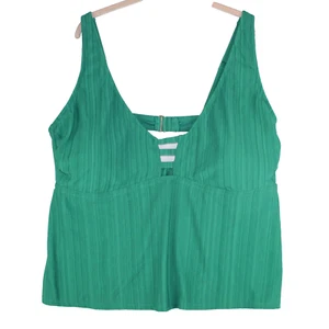 Time & Tru Swimsuit Top Green Bathing Suit Size 3X (24W-26W) Adjustable Straps - Picture 1 of 9