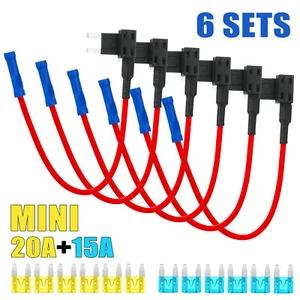 6x A Circuit Fuse Add Blade Tap Mini 15Amp 20Amp Zinc Alloy For Car Boat Truck - Picture 1 of 6